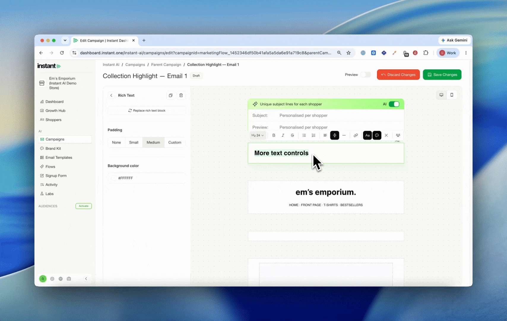 More granular text controls