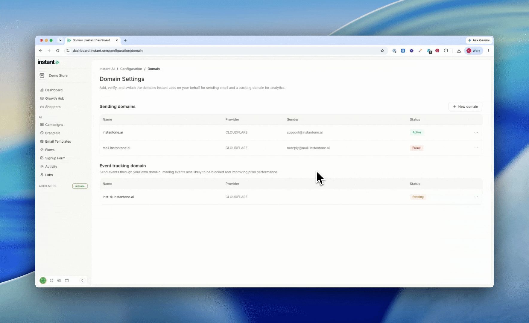 Self-serve domain changes